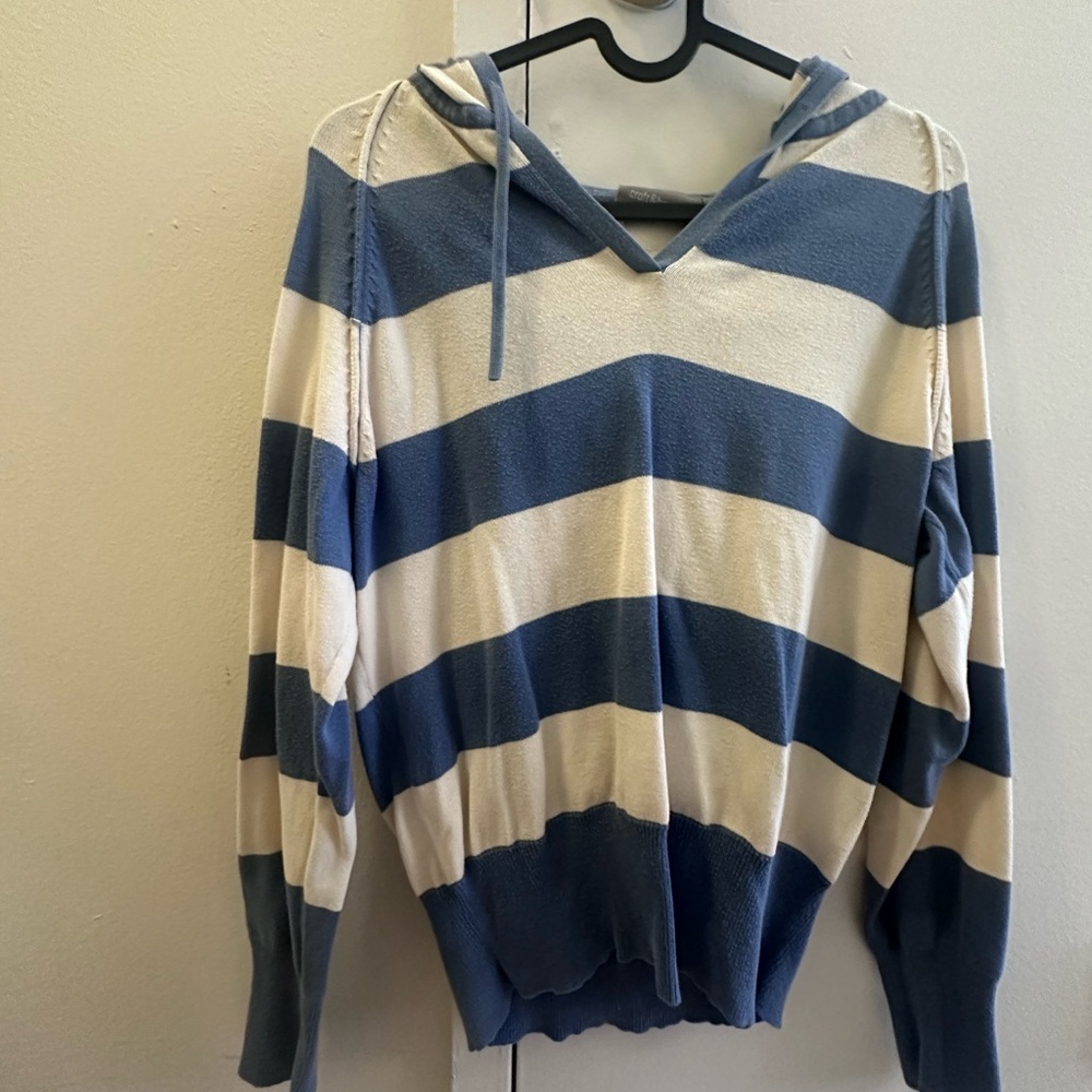Croft & Barrow V-Neck Sweater with Blue and White Stripes